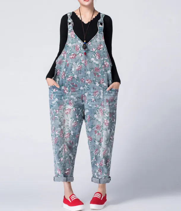 Casual Spring Summer Denim Overall Loose  Women Jumpsuits QYCQ05164