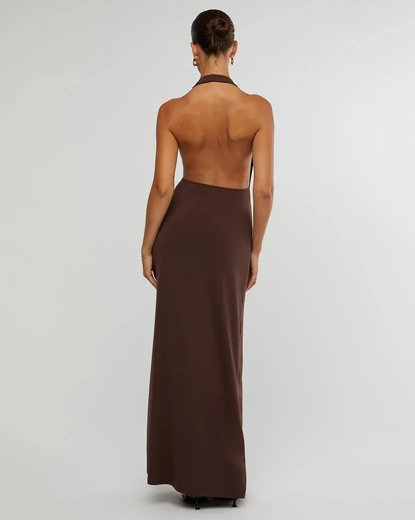 Cowl Halter Maxi Dress Umber