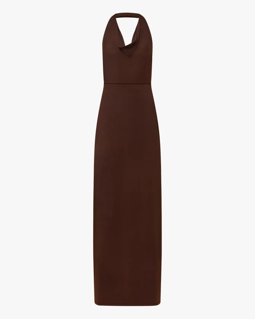 Cowl Halter Maxi Dress Umber