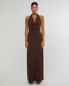 Cowl Halter Maxi Dress Umber