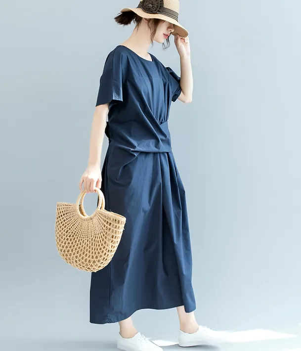 Crossknot Summer Cotton Linen Spring Women Dresses QZ200537