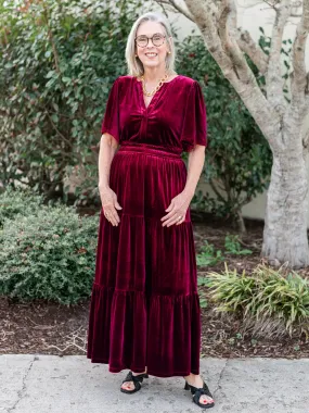 Debbie Velvet Tiered Maxi Dress by Sugarlips