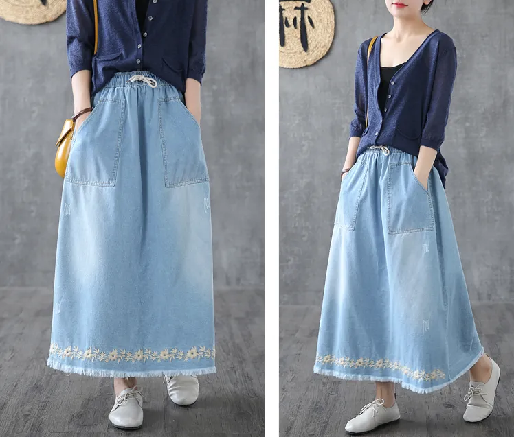 Denim Casual Cotton  loose fitting Women's Skirts  DZA200632