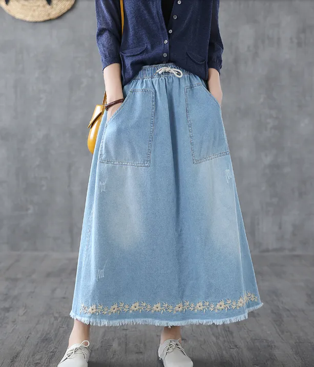 Denim Casual Cotton  loose fitting Women's Skirts  DZA200632