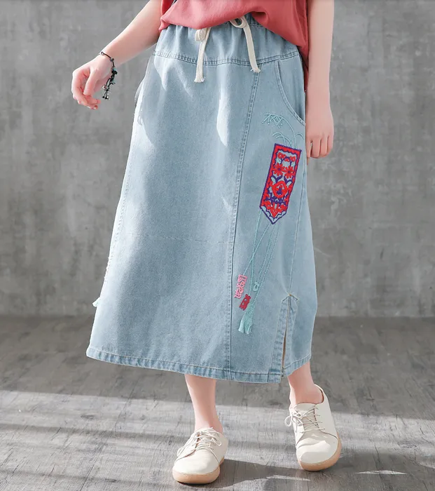 Denim Casual Cotton  loose fitting Women's Skirts DZA2007124