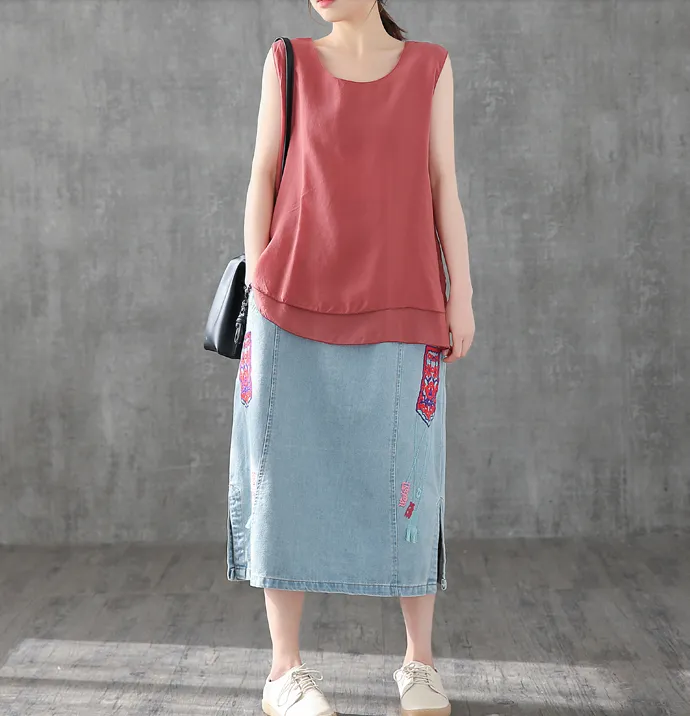 Denim Casual Cotton  loose fitting Women's Skirts DZA2007124