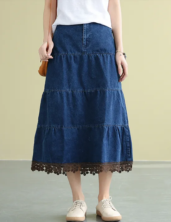 Denim Casual Cotton loose fitting Women's Skirts DZA2007183