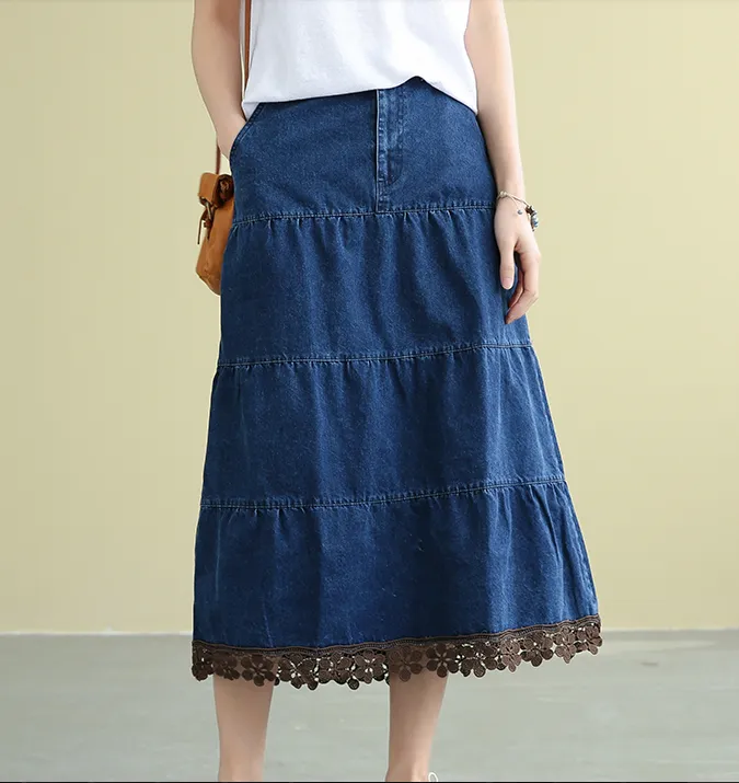 Denim Casual Cotton loose fitting Women's Skirts DZA2007183