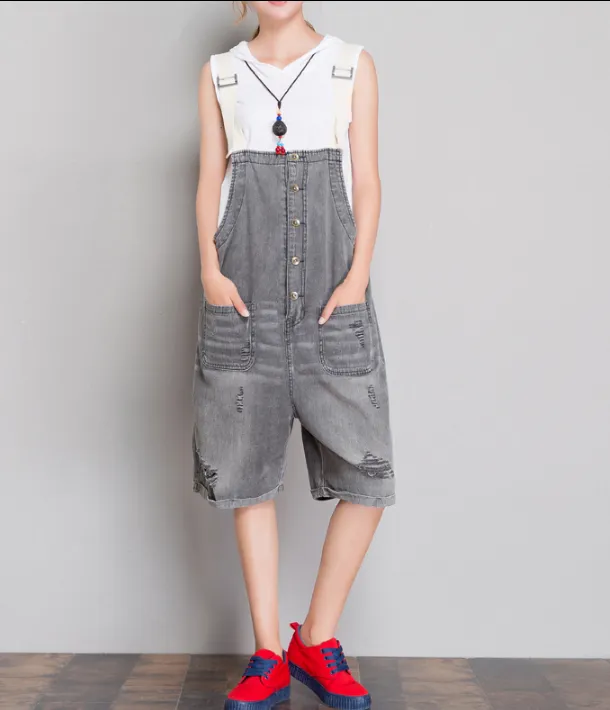 Denim Casual Spring Denim Overall Loose Short Women Jumpsuits QYCQ05113