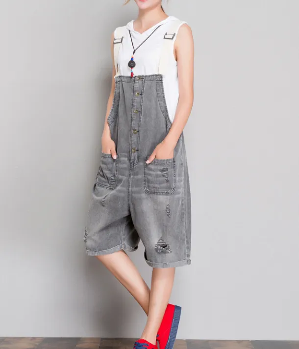 Denim Casual Spring Denim Overall Loose Short Women Jumpsuits QYCQ05113