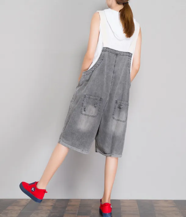 Denim Casual Spring Denim Overall Loose Short Women Jumpsuits QYCQ05113