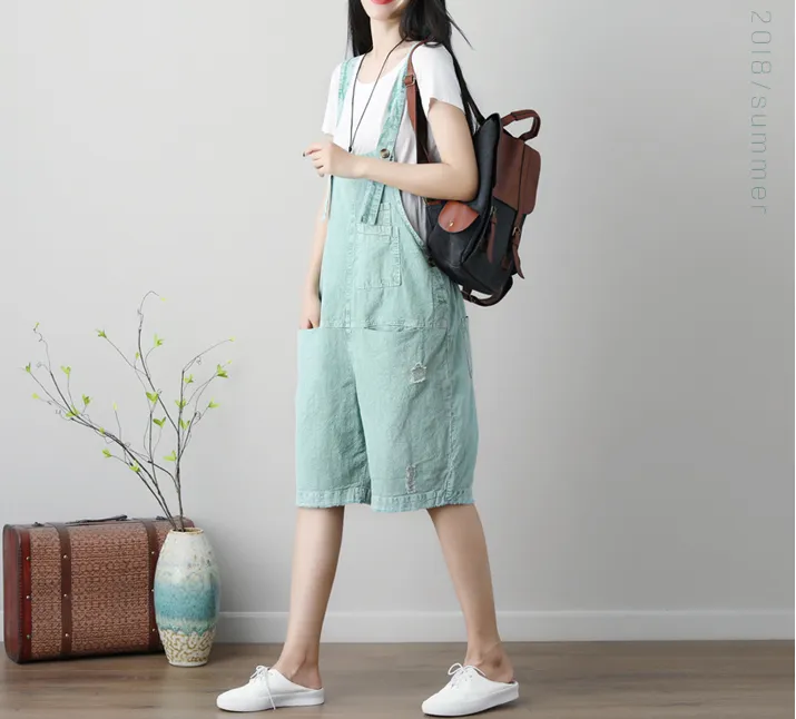 Denim Casual Spring Denim Overall Loose Short Women Jumpsuits QYCQ05119