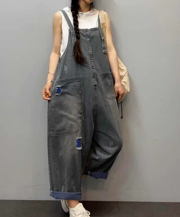 Denim Casual Spring Denim Overall Loose  Women Jumpsuits QYCQ05122