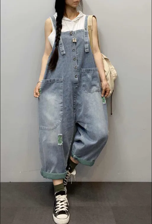 Denim Casual Spring Denim Overall Loose  Women Jumpsuits QYCQ05122