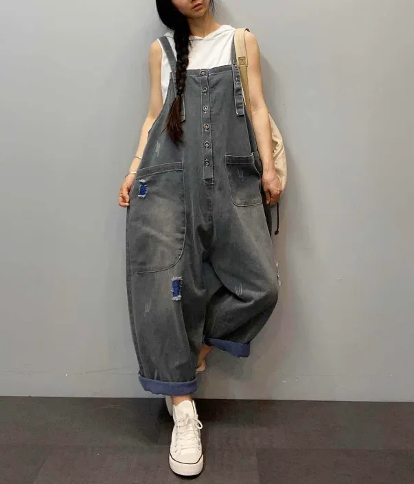 Denim Casual Spring Denim Overall Loose  Women Jumpsuits QYCQ05122