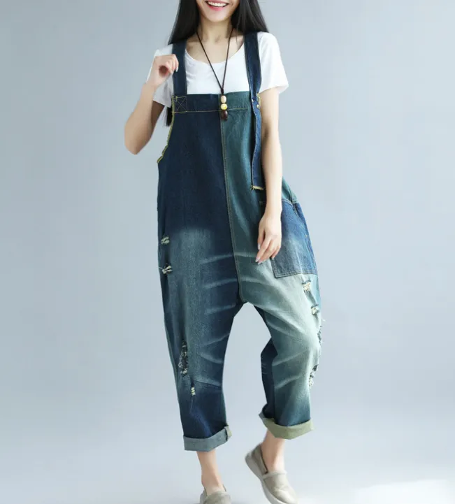 Denim Loose Casual Summer Denim Overall Loose Women Jumpsuits CNHK07156