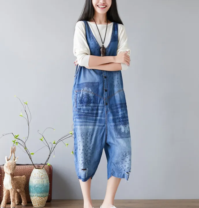 Denim Summer Denim Overall Loose Women Jumpsuits CNHK08024