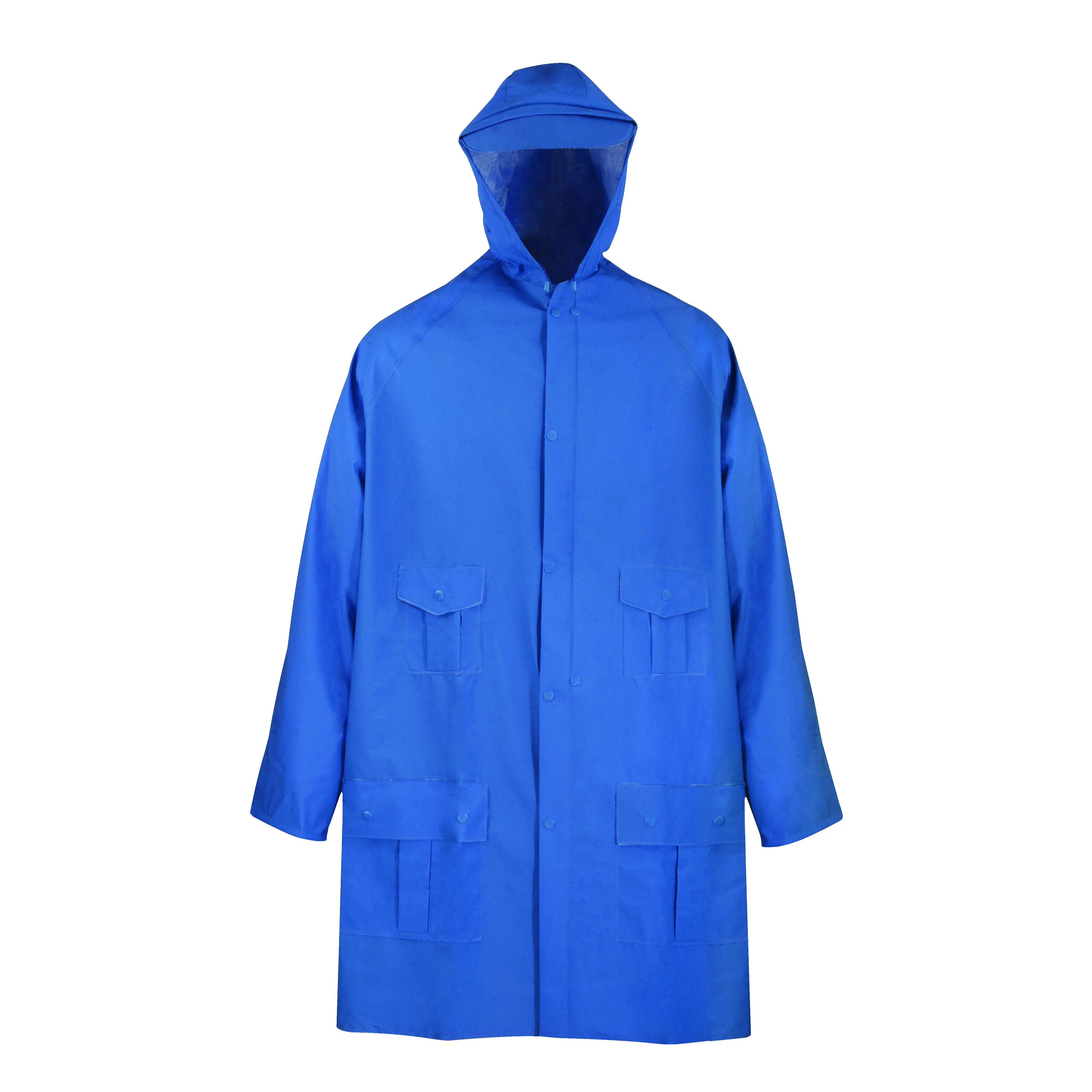 Diamondback 8156-XXXL Rain Parka, 3XL, PVC, Blue, Hooded Collar, Zipper with Snap Down Storm Flap Closure