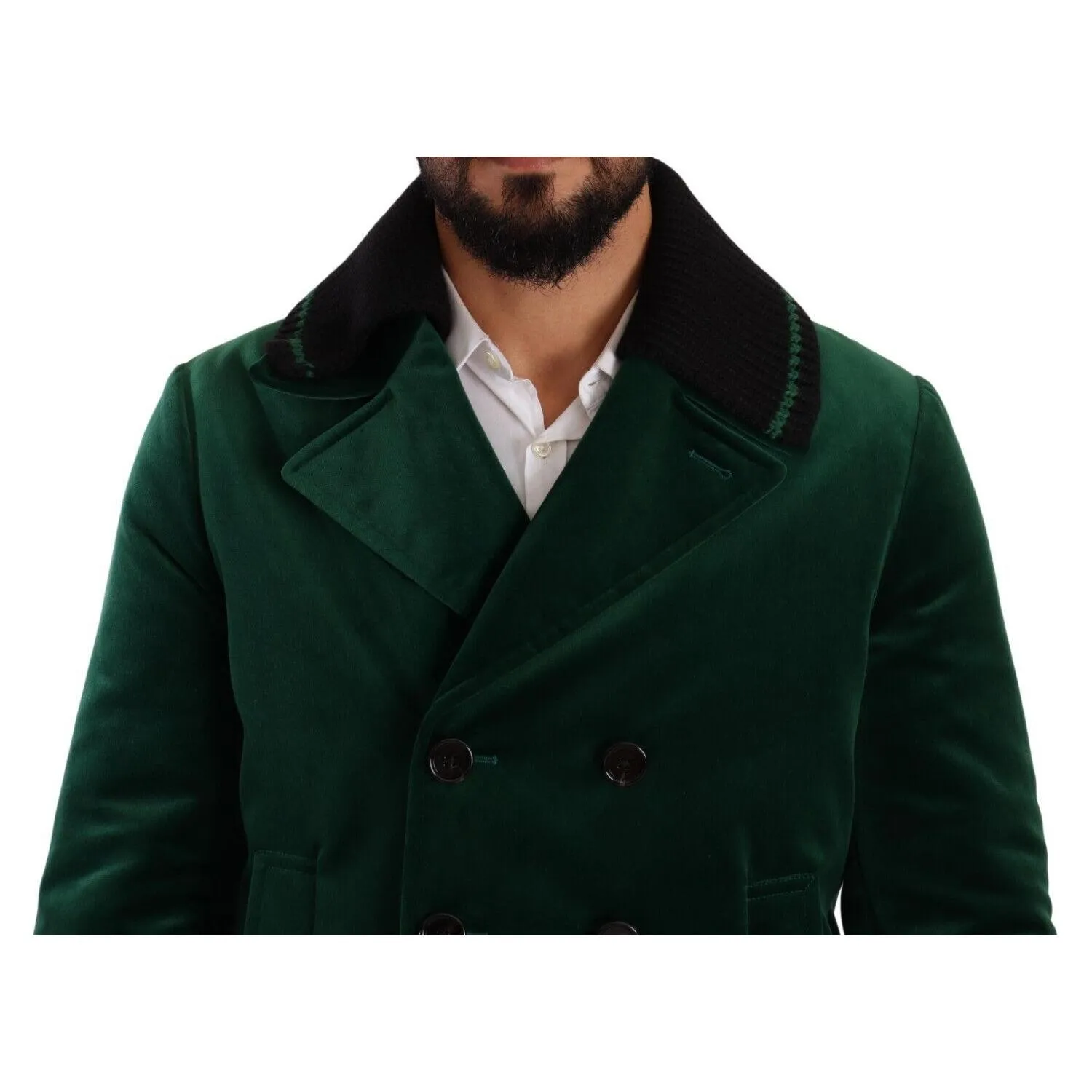 Dolce & Gabbana Elegant Velvet Double Breasted Overcoat