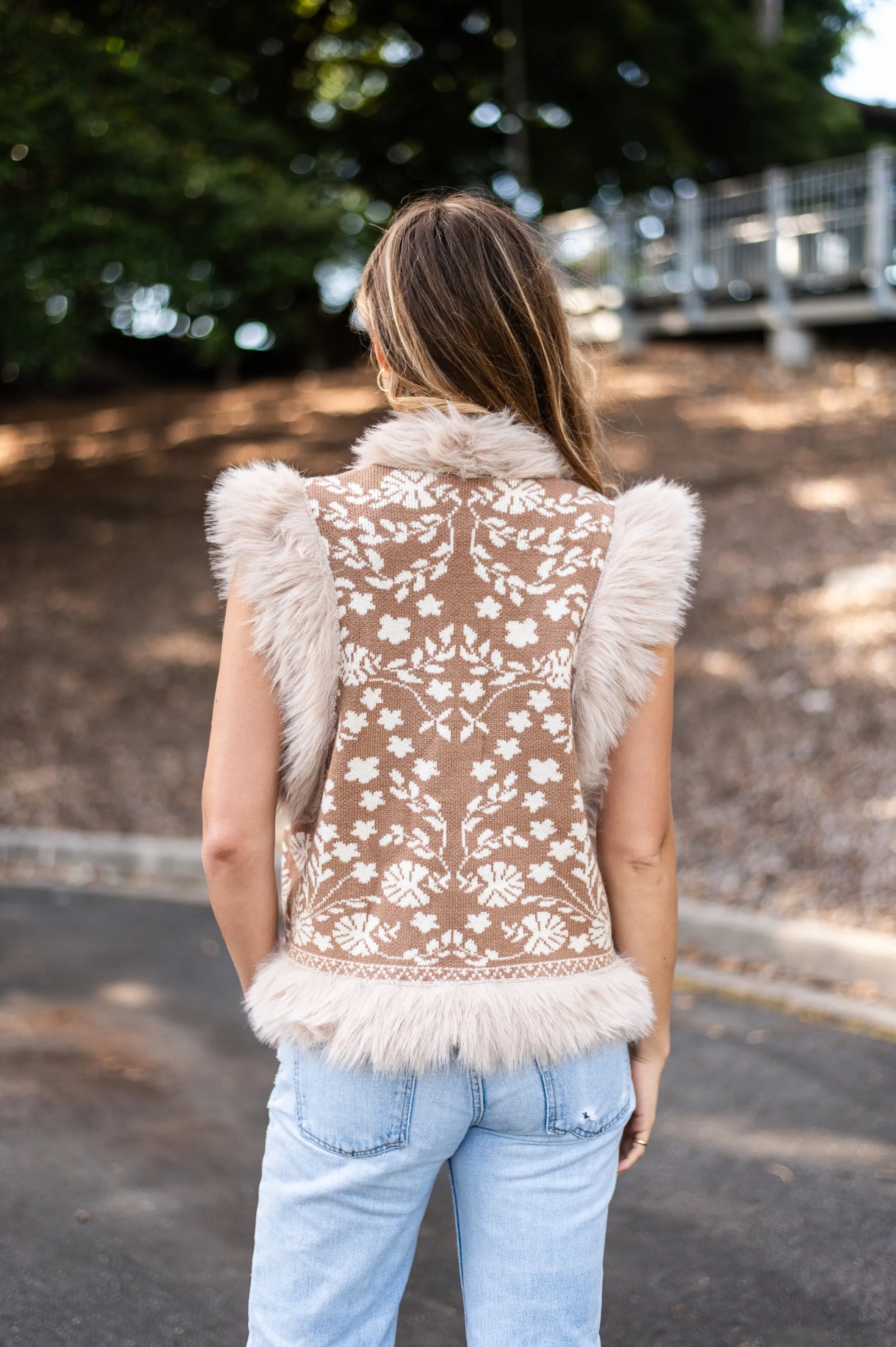 Fern Fur Trim Vest | Beige