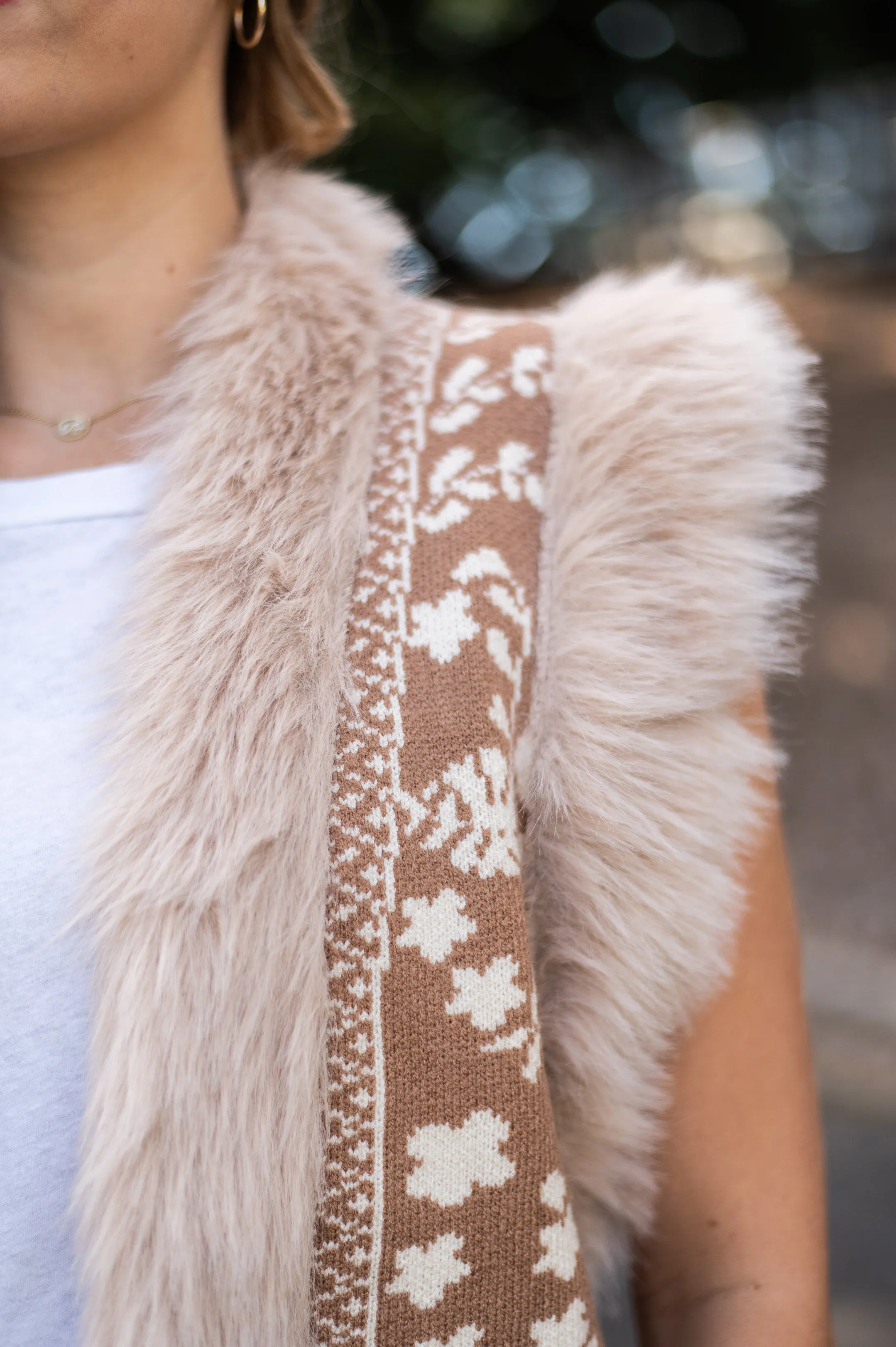 Fern Fur Trim Vest | Beige