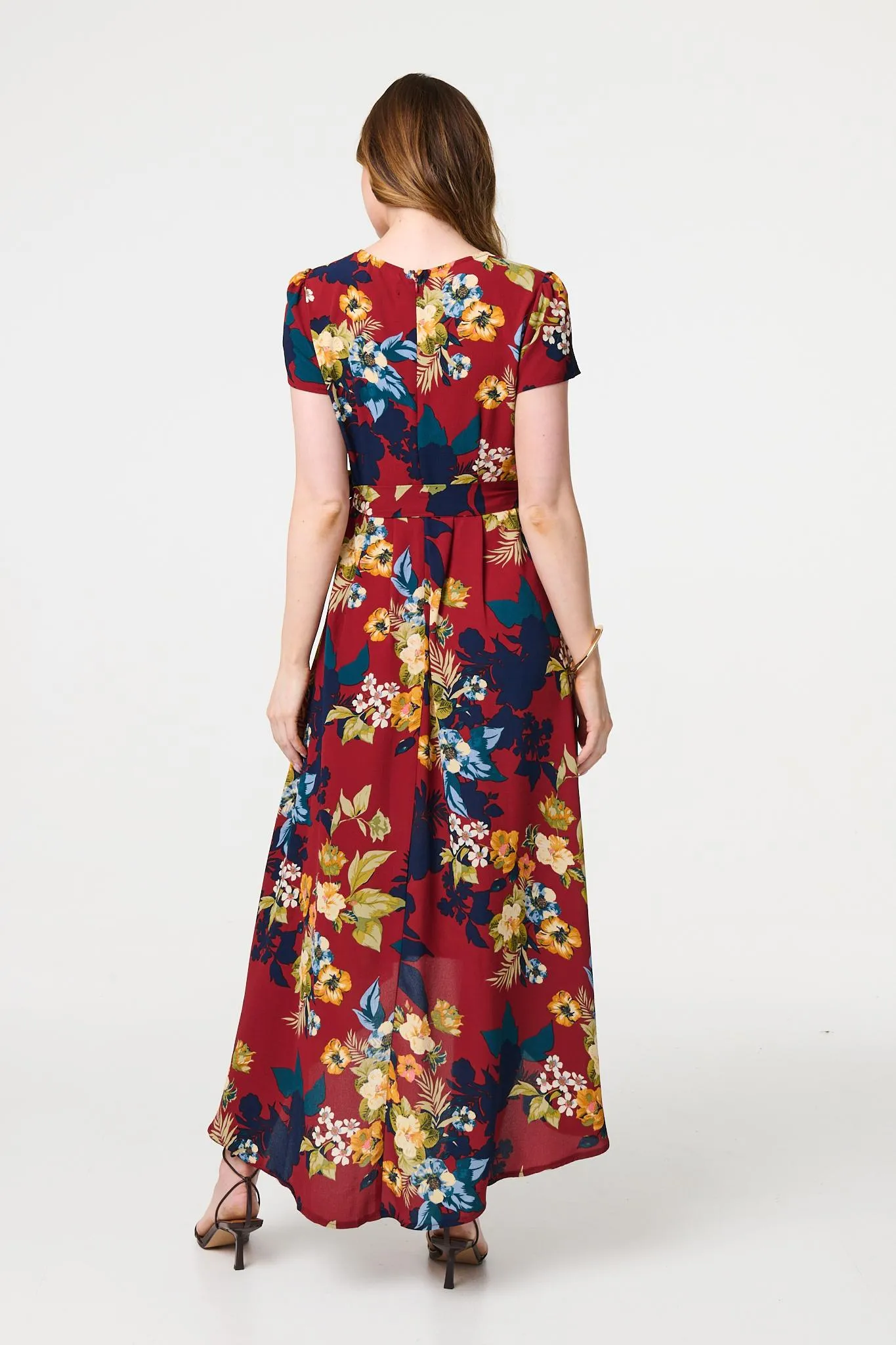 Floral High Low Wrap Maxi Dress