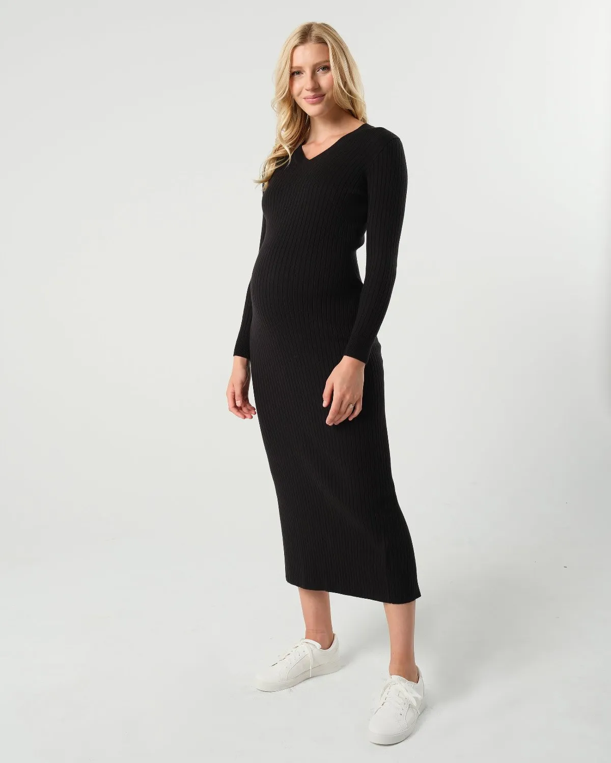 Full Body Maternity & Nursing Sweater Dress in Cotton Knit