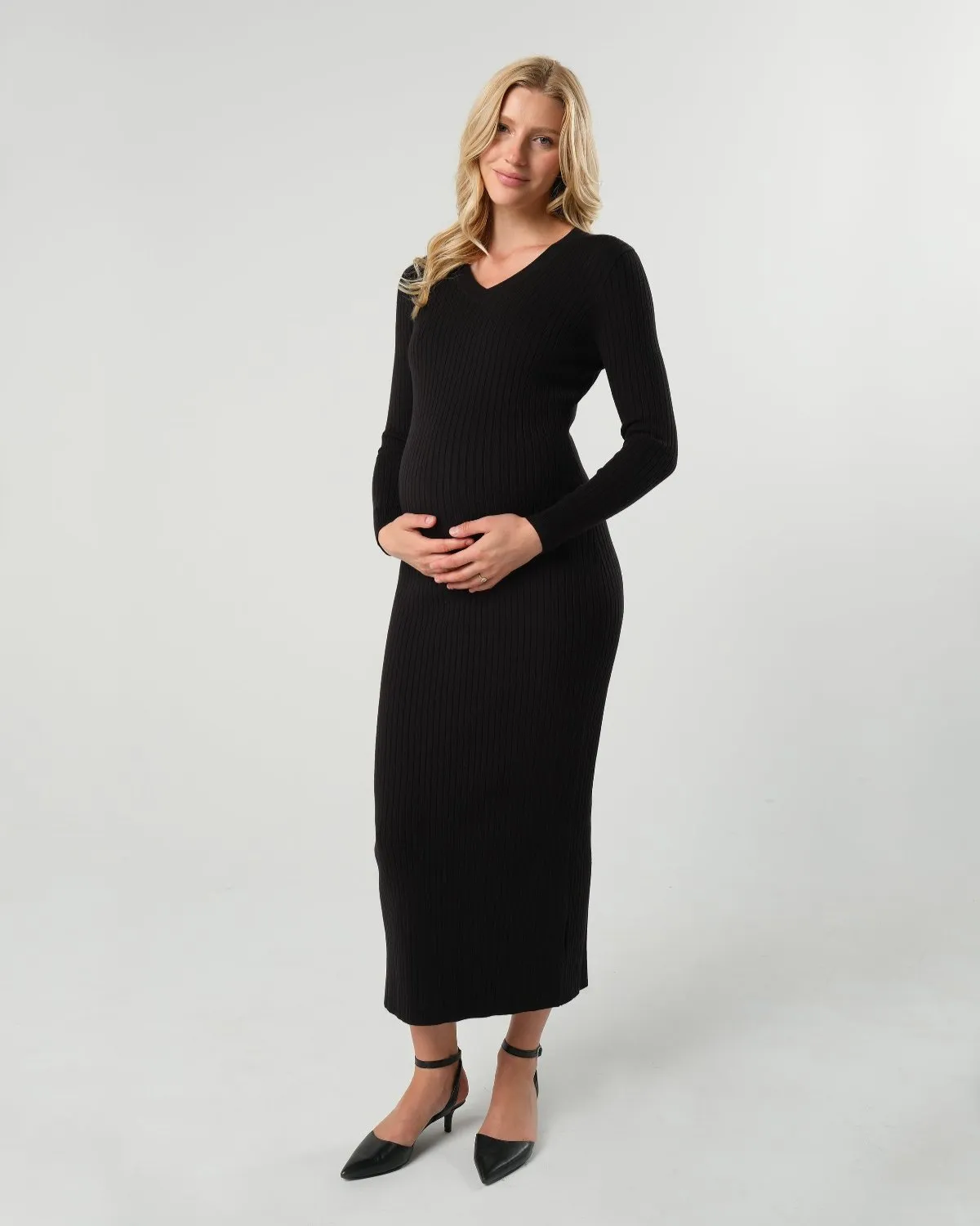 Full Body Maternity & Nursing Sweater Dress in Cotton Knit