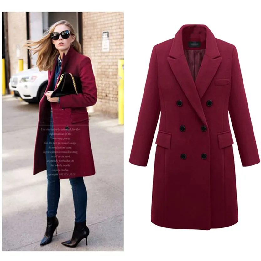 Funki Buys | Jackets | Women's Long Slim Wool Blend Coat