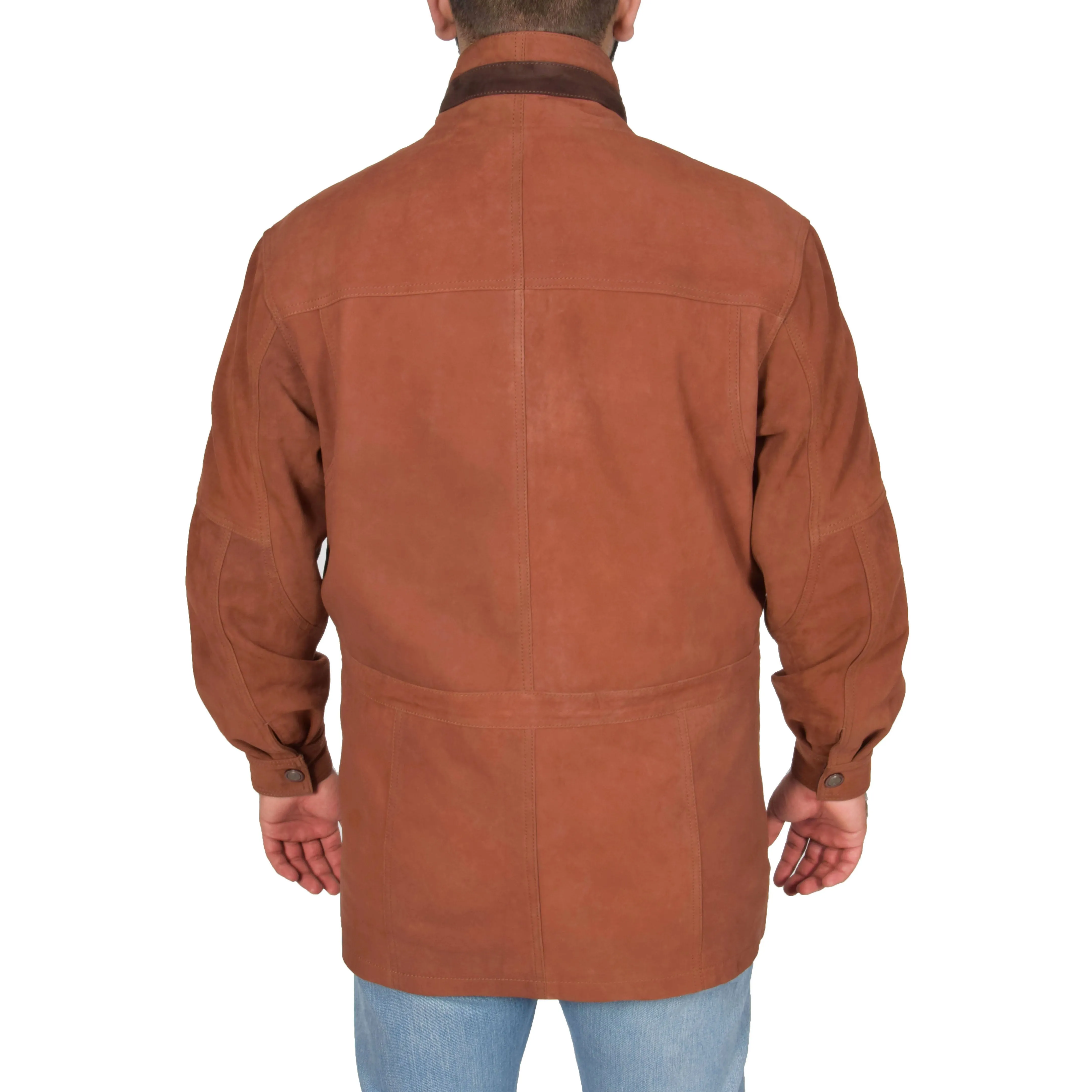 Gents Nubuck Leather Parka Coat Henry Tan