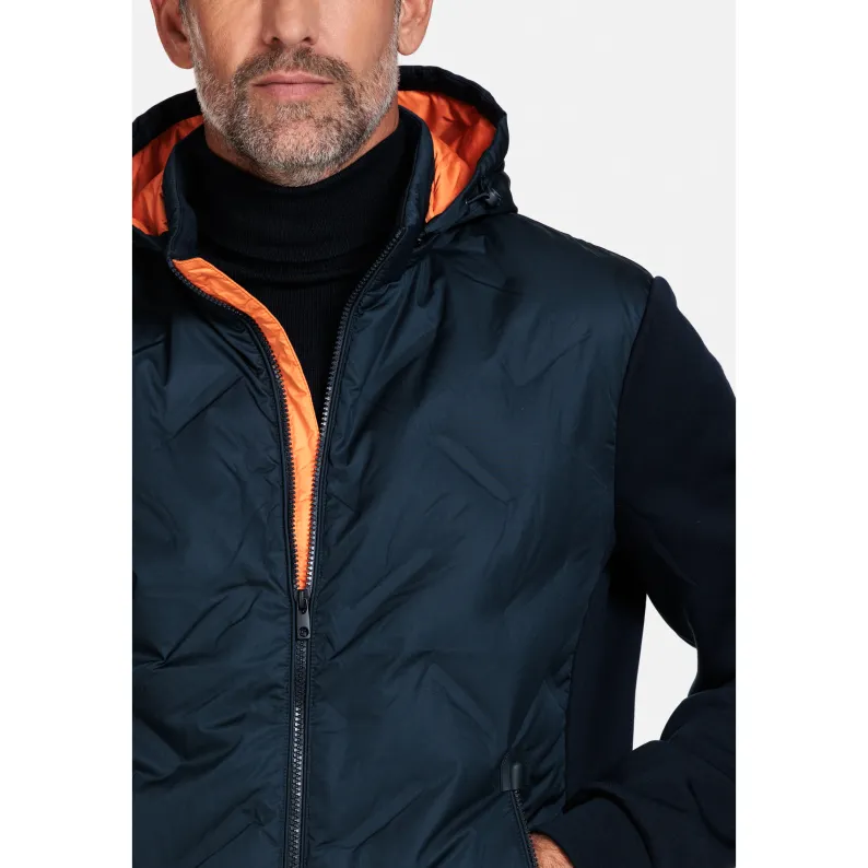 Giordano HYBRID DOWN BOMBER WITH REMOVEABLE HOOD 322628 Navy Orange Trim