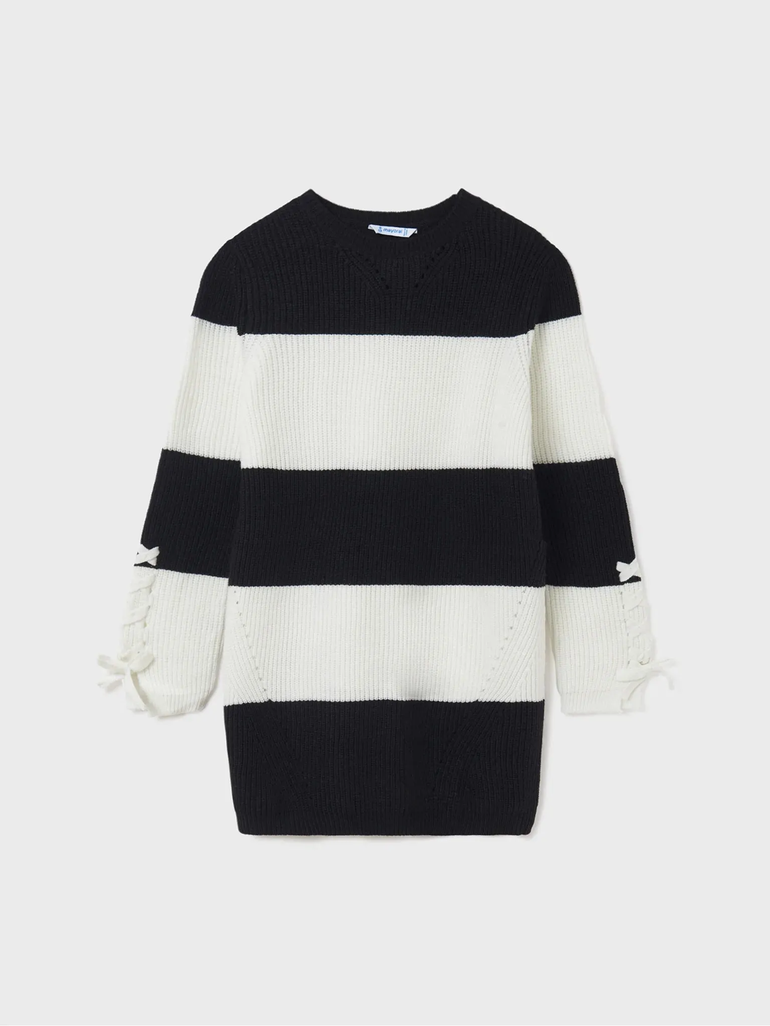 Girls Striped Knit Dress Black & White | Mayoral