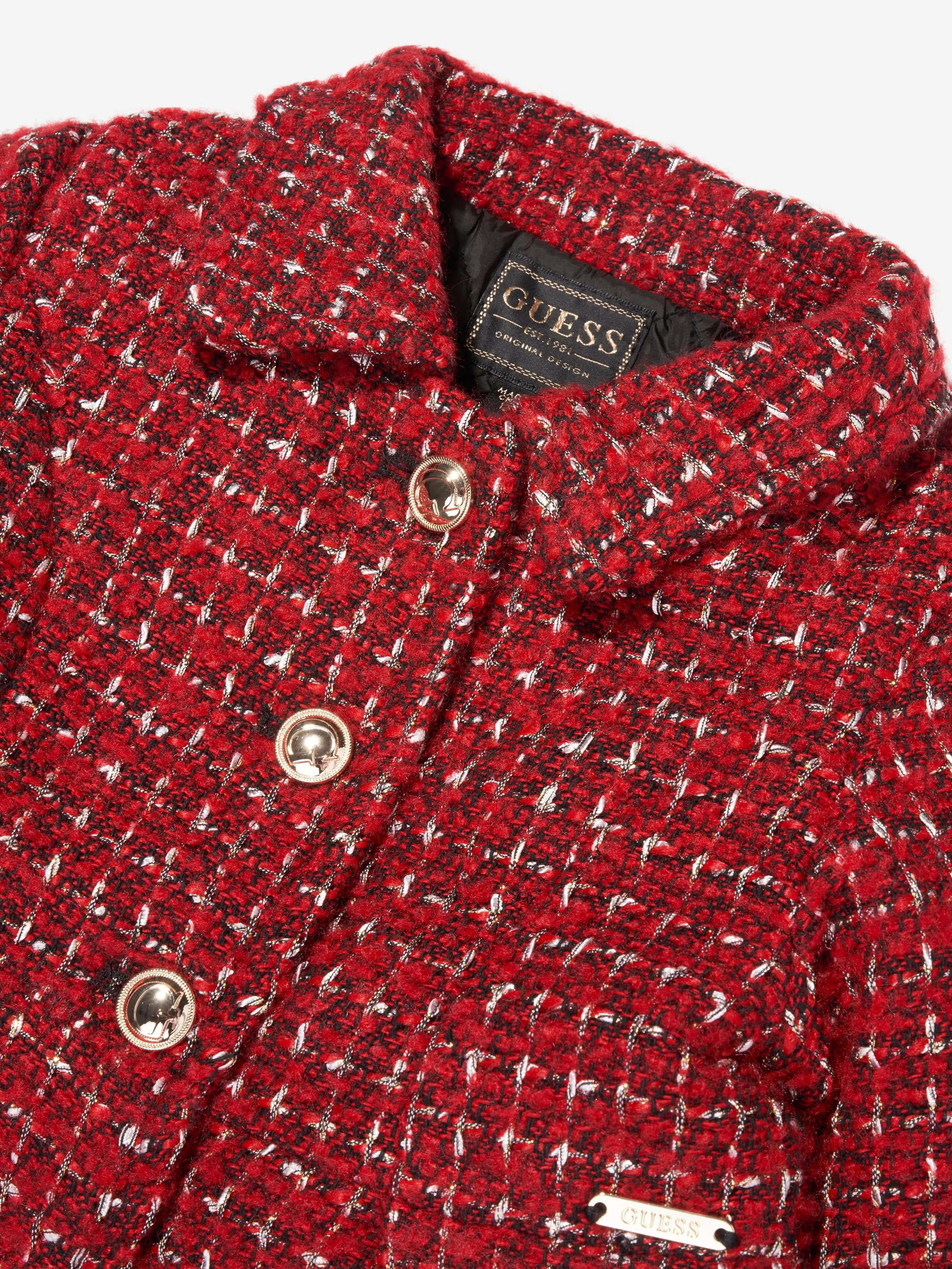 Guess Girls Boucle Coat in Red