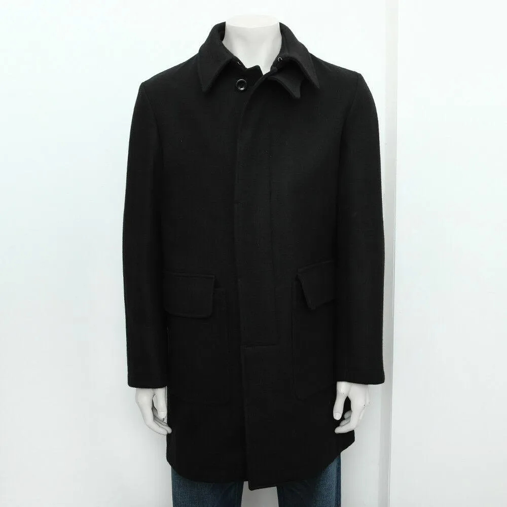 Heavy Black Overcoat in Wool