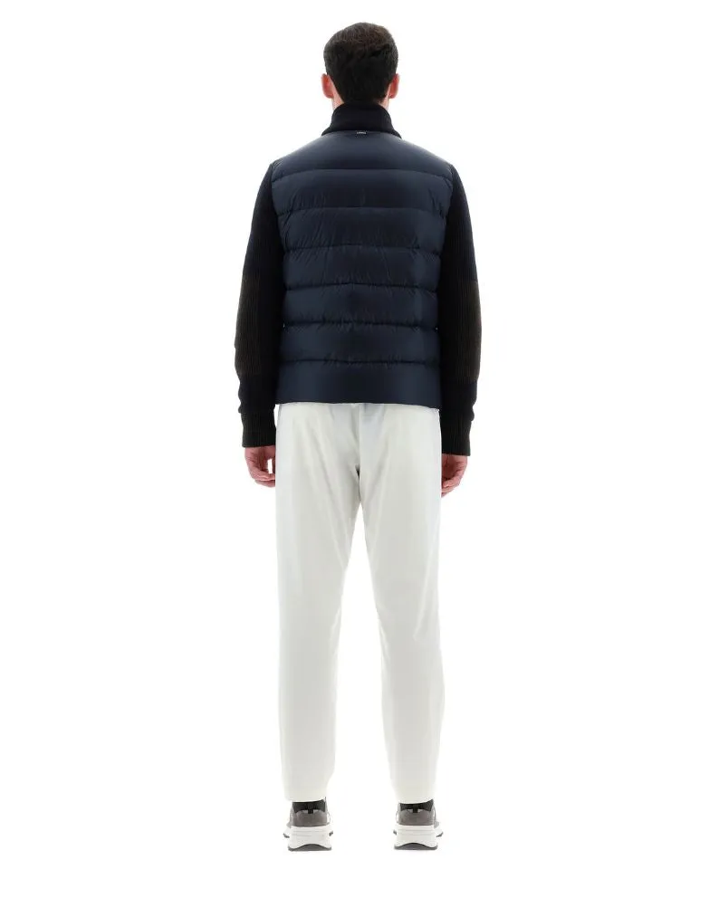 Herno Bomber Jacket in Nylon Ultralight and Vanish' Knit - Navy