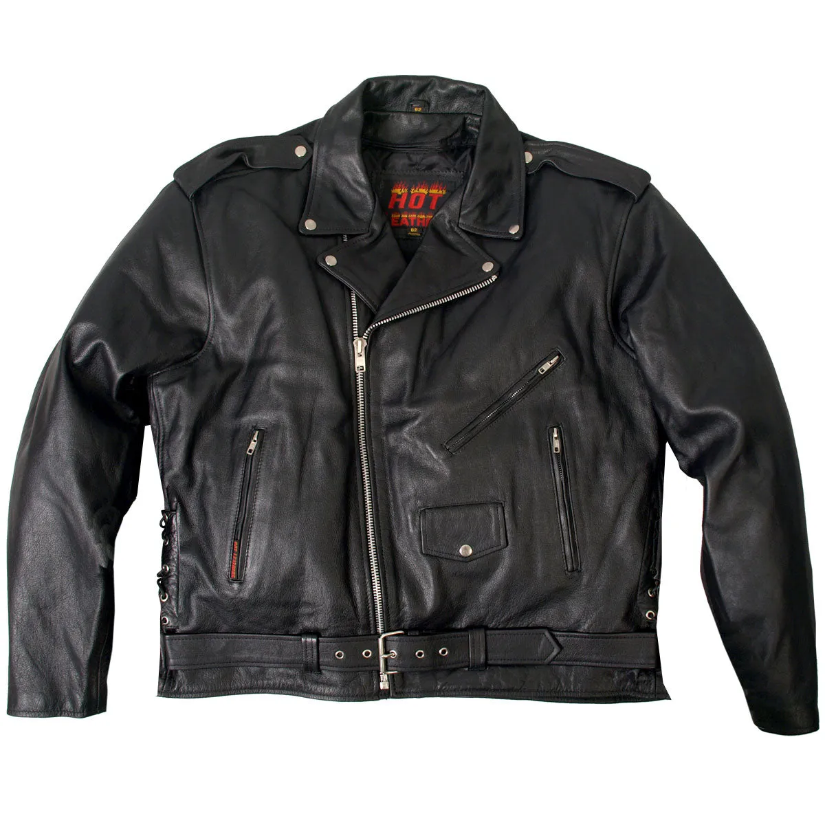 Hot Leathers JKM1002 Classic Men’s Motorcycle Leather Biker Jacket with Zip Out Lining