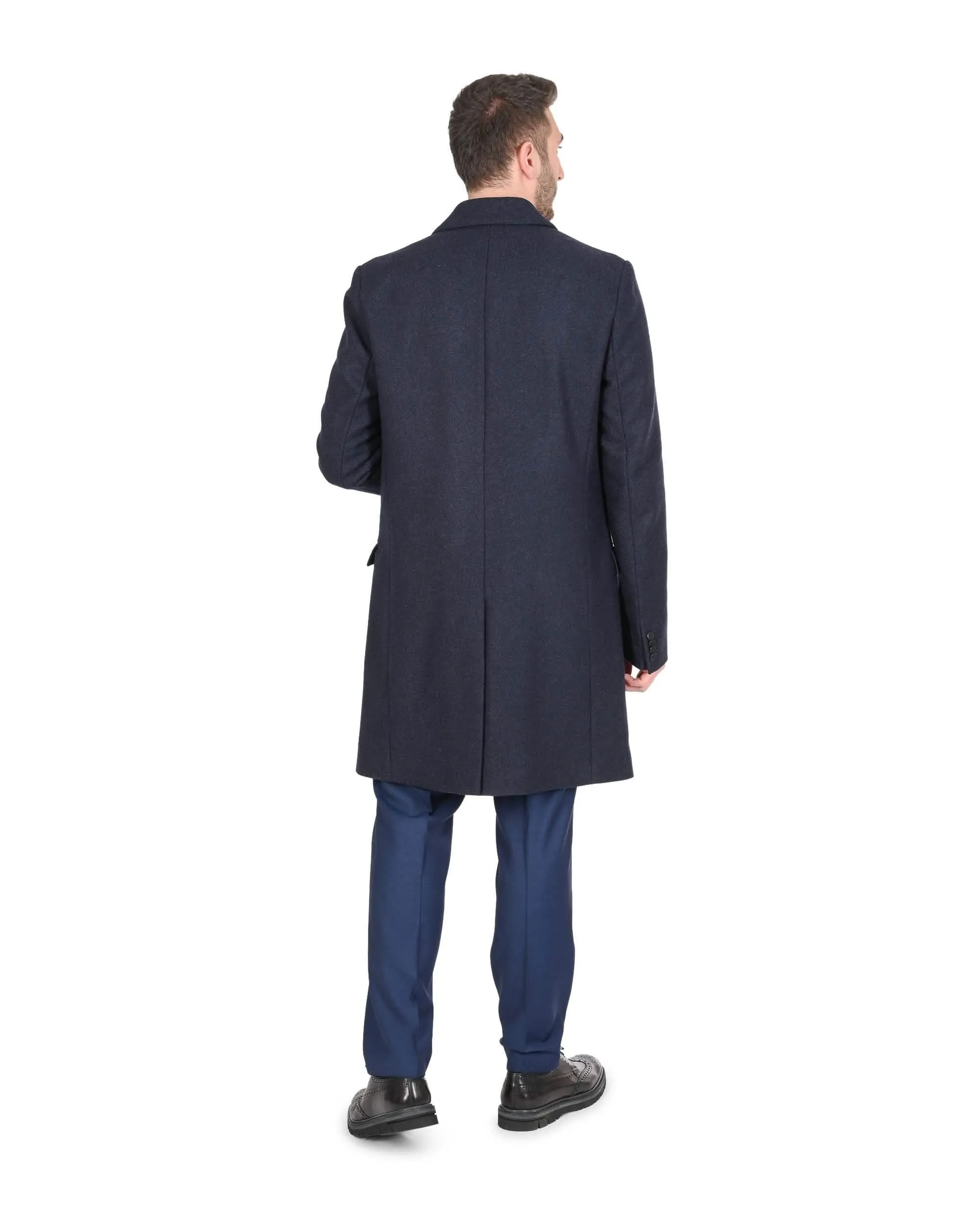 Hugo Boss Men's Elegant Dark Blue Wool Blend Overcoat 50457770 420