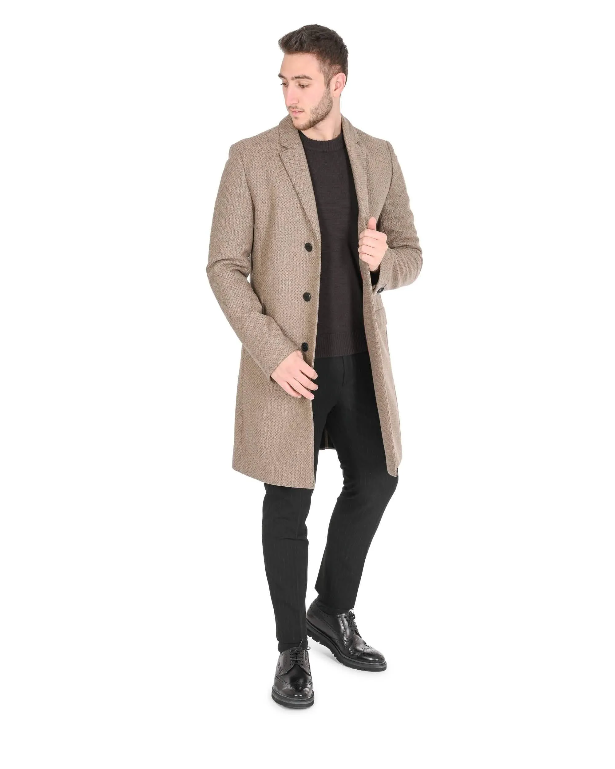 Hugo Boss Men's Premium Beige Overcoat for Elegant Style