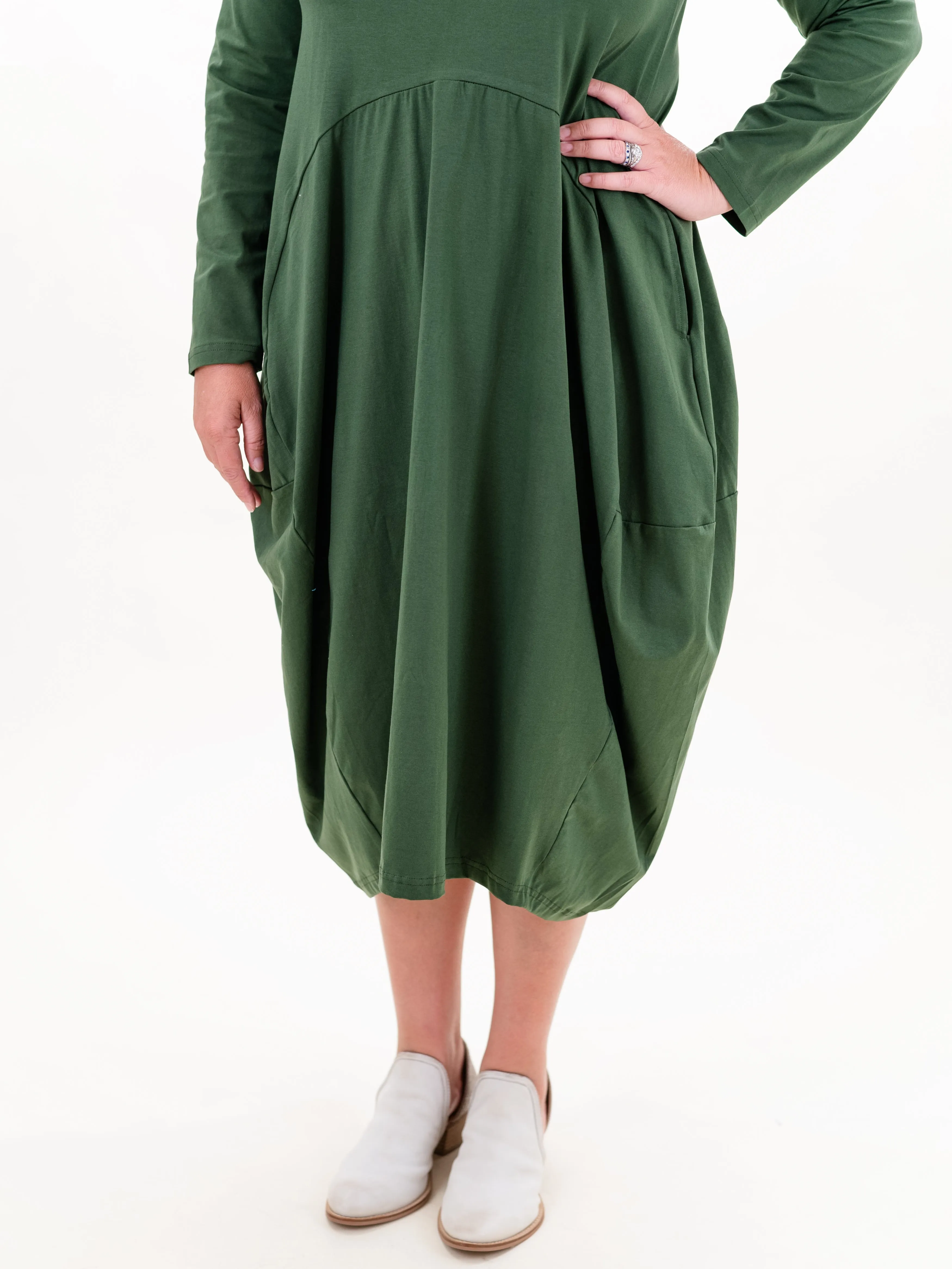 Knit Bubble Dress Olive by Orientique