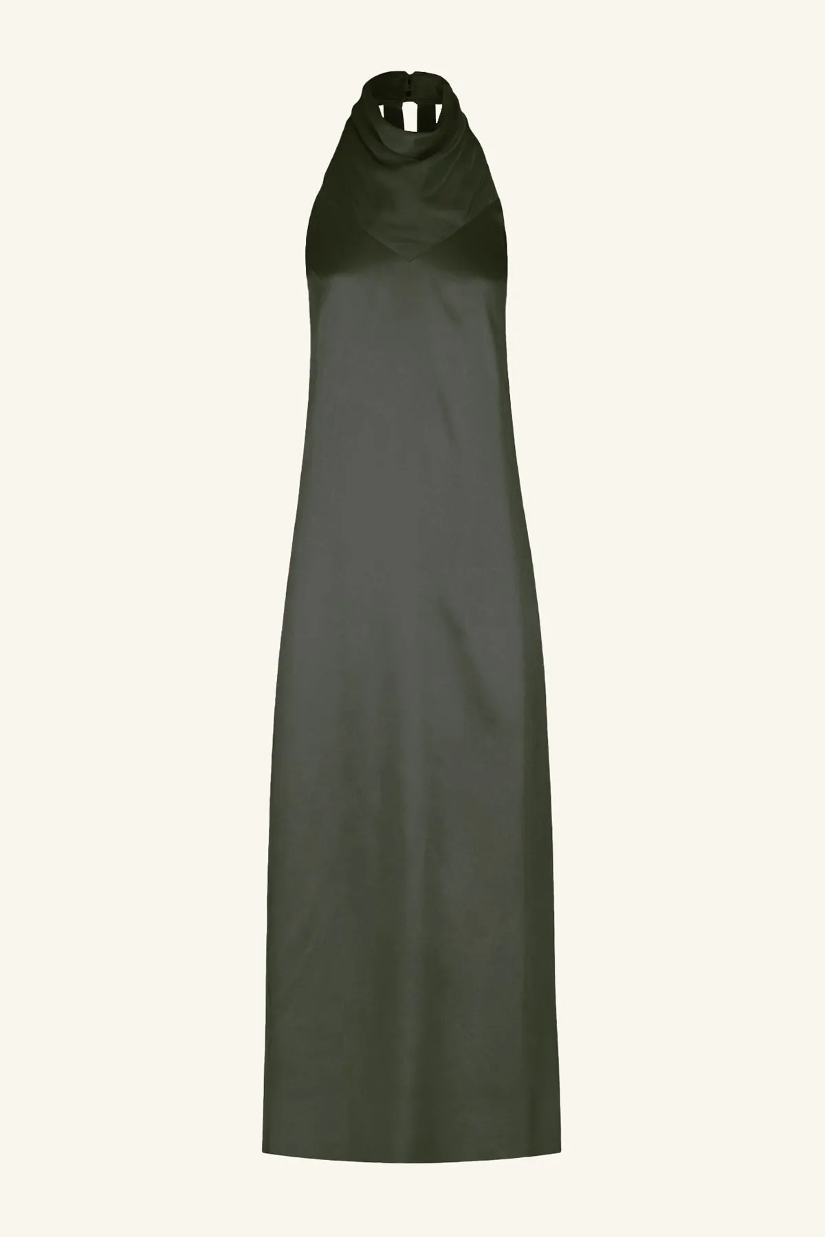 LA LUNE HIGH NECK COWL MAXI DRESS - OLIVE