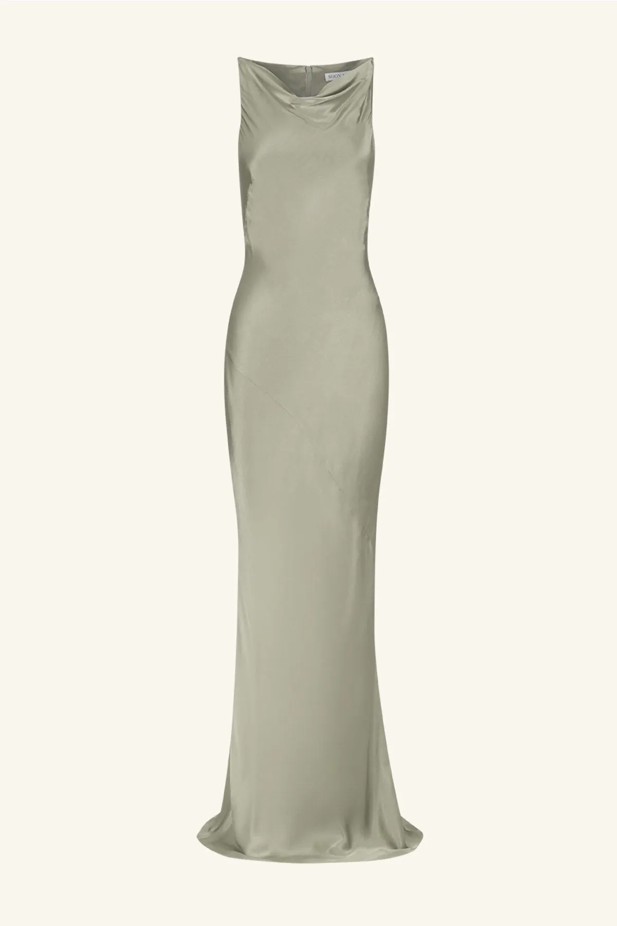 LA LUNE HIGH NECK COWL MAXI DRESS - SAGE