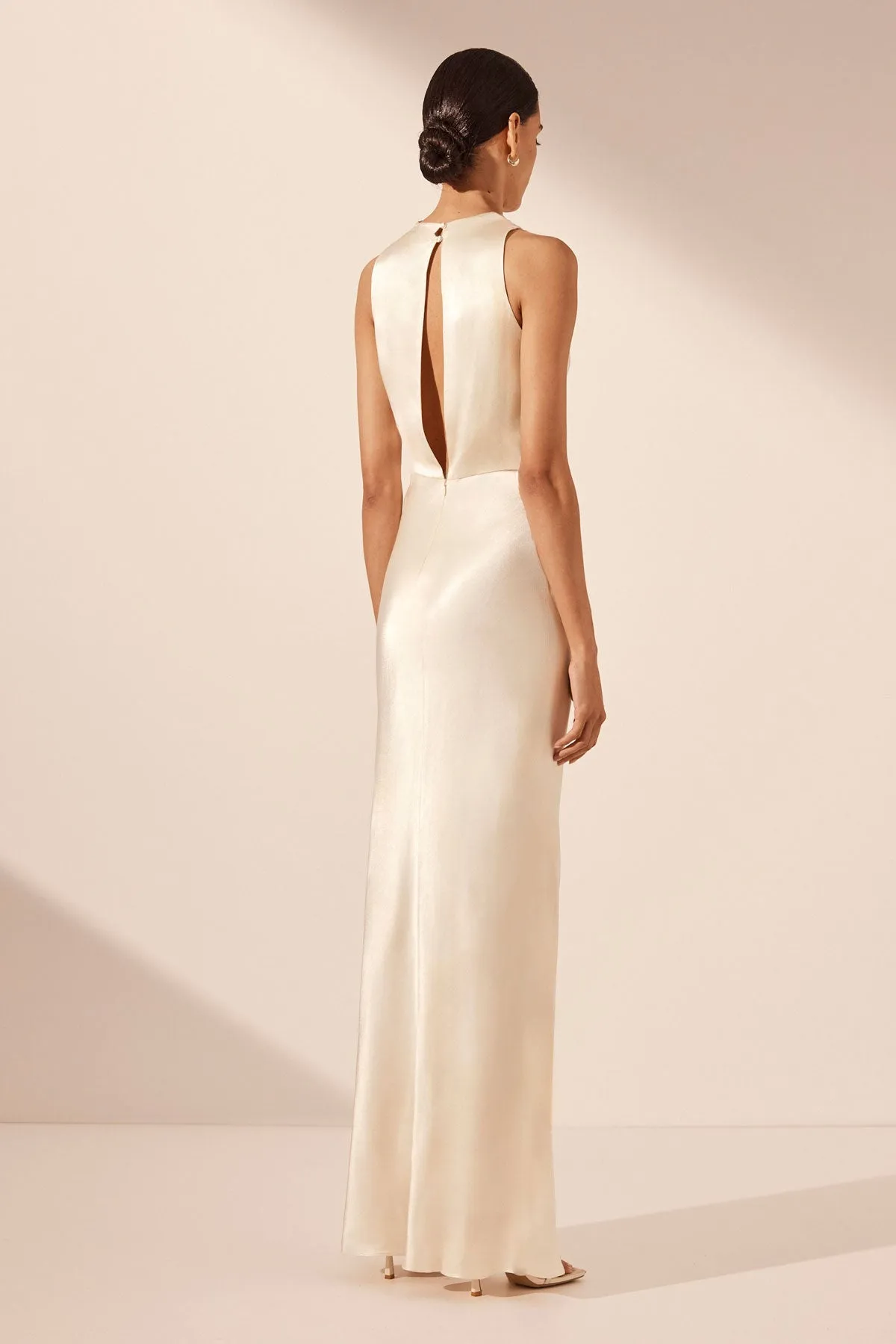 LA LUNE HIGH NECK MAXI DRESS - CREAM