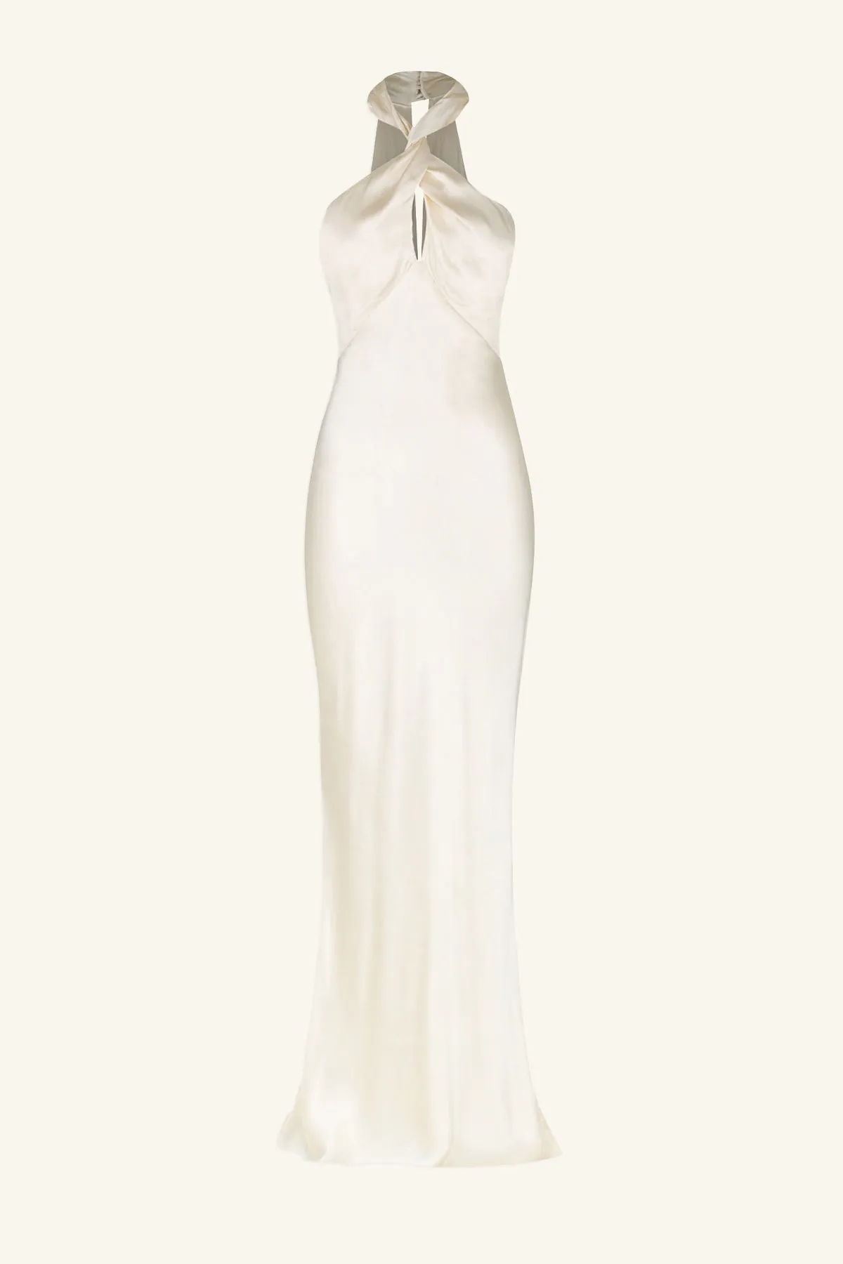 LA LUNE HIGH NECK TWIST MAXI DRESS - CREAM