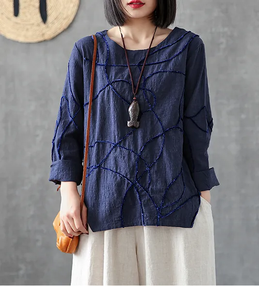 Length Sleeve Spring Summer Women Casual Blouse Cotton Linen Shirts  Women Tops DZA2005316