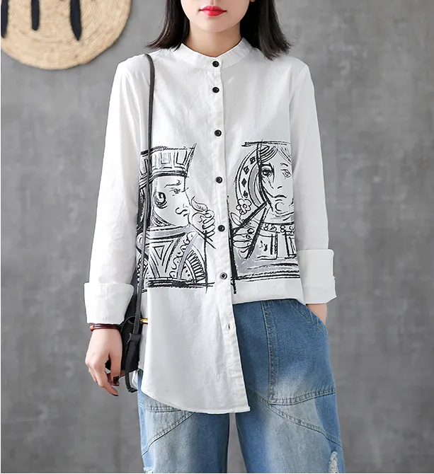 Length Sleeve Summer Women Casual Blouse Cotton Linen Shirts Tops DZA2006135