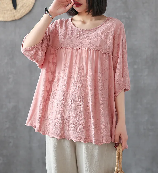 Length Sleeve Summer Women Casual Blouse Cotton Linen Shirts  Women Tops DZA2005315