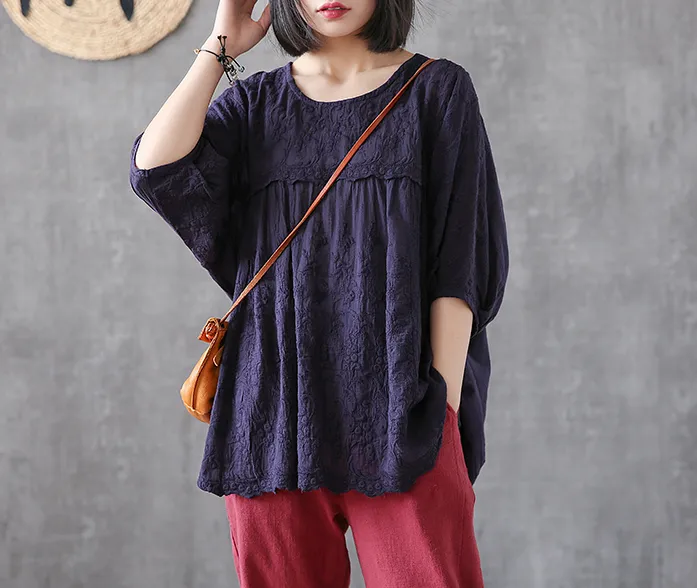 Length Sleeve Summer Women Casual Blouse Cotton Linen Shirts  Women Tops DZA2005315