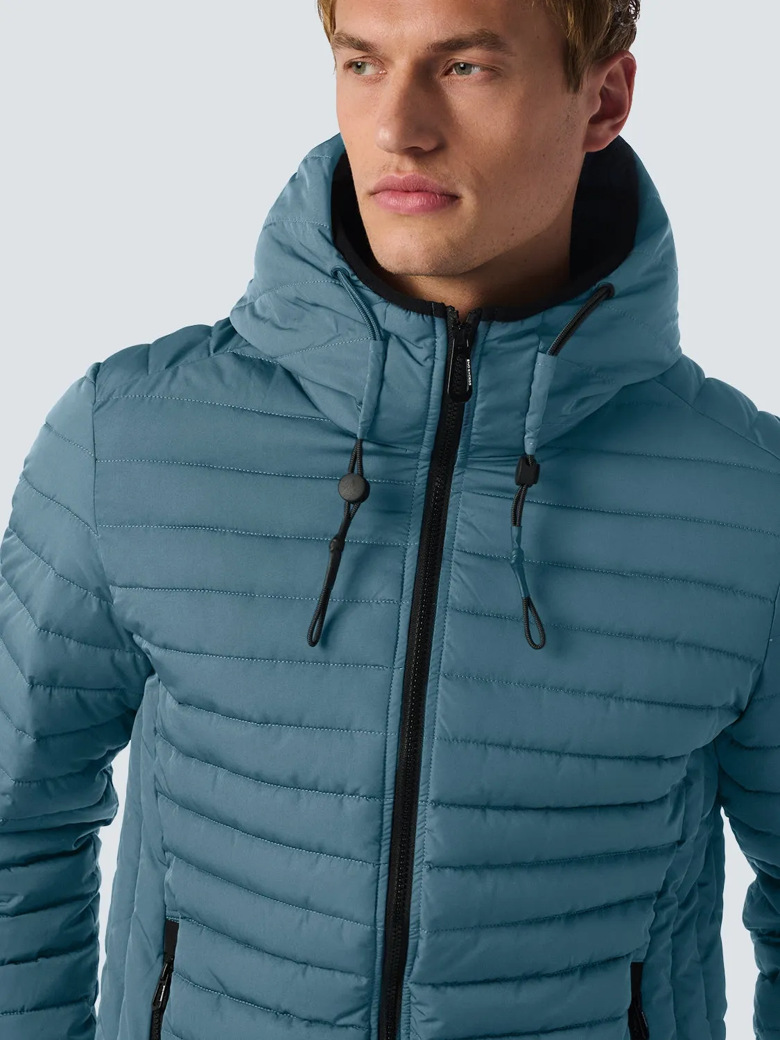 Lightweight Quilted Jacket with Hood and Adjustable Drawstrings: Functional and Stylish | Shadow Blue