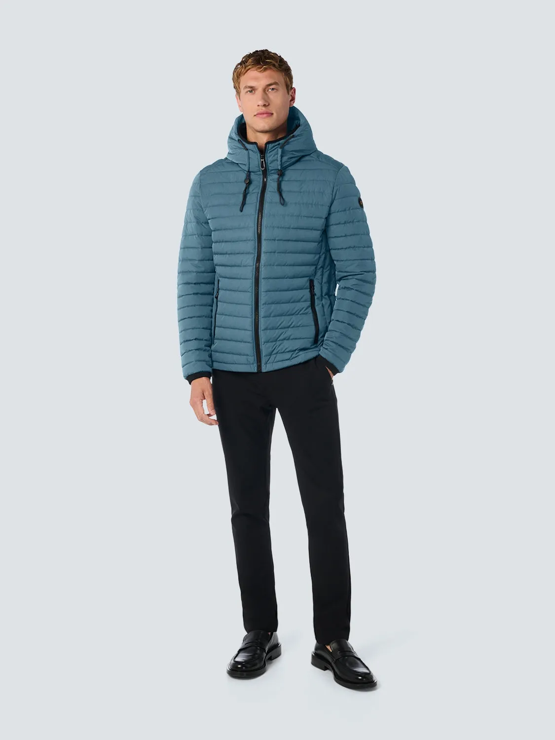 Lightweight Quilted Jacket with Hood and Adjustable Drawstrings: Functional and Stylish | Shadow Blue