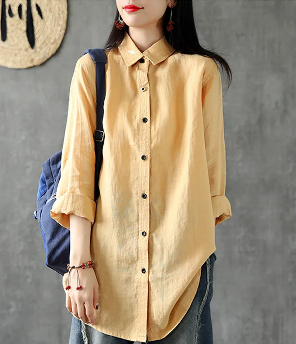 Long Sleeve Spring Summer Women Casual Blouse Cotton Linen Shirts  Women Tops DZA2005312